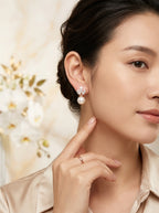 Pearl Dew Drop Earrings | Rose Gold Plated | Korean Style