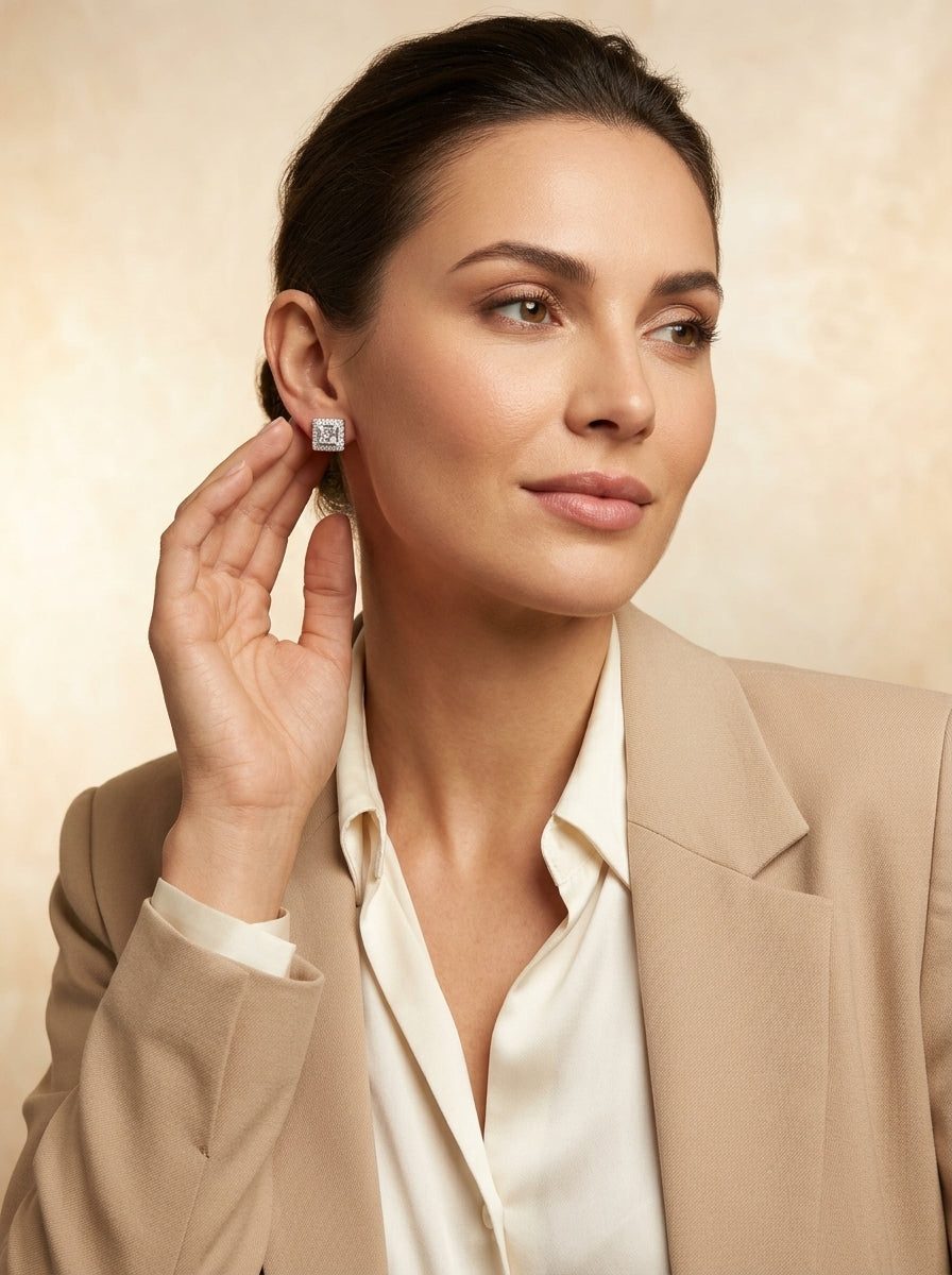 Micro Silver Studs | Diamond Studded | Delicate Design
