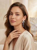 Cascading Pearl Earrings | Pearl & Diamond | Silver Plated