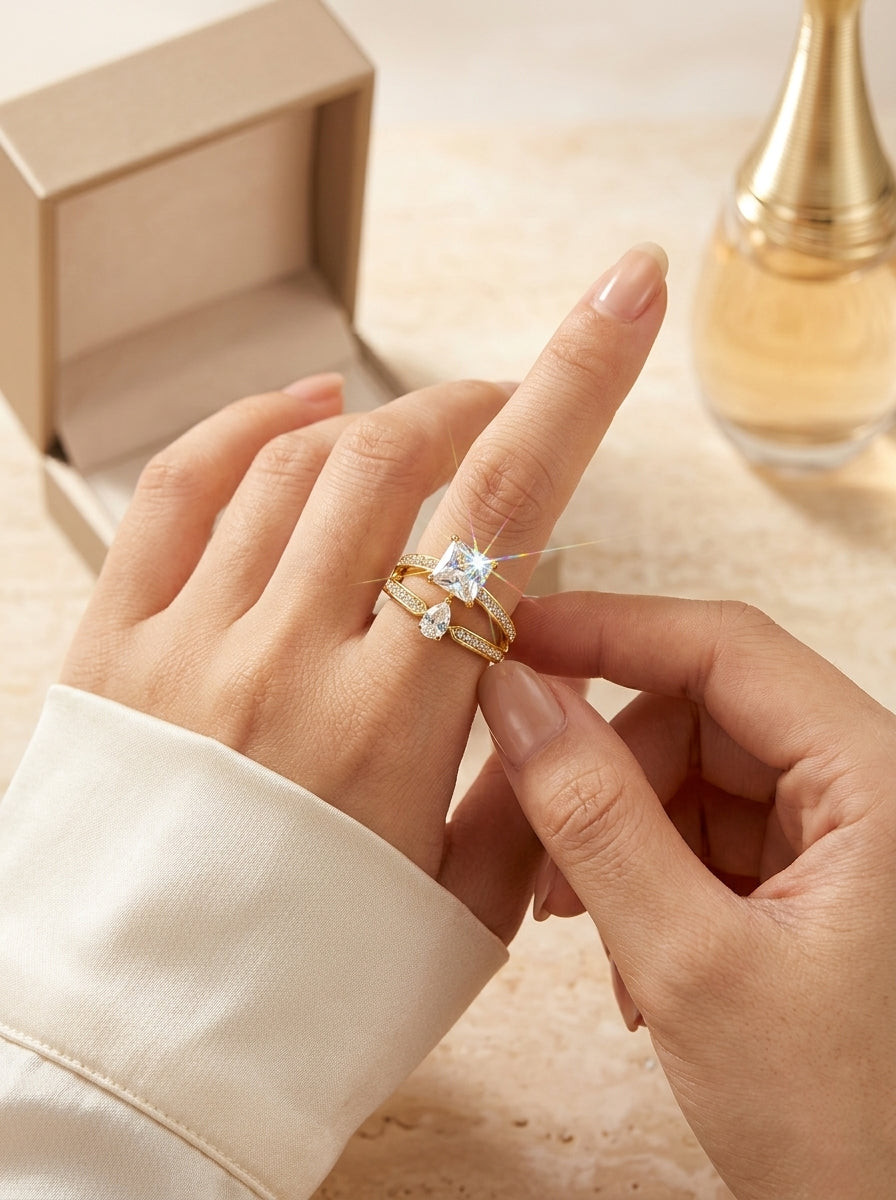 Elegant Gold Ring | Diamond Studded