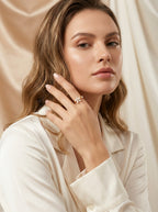 Moonlight Bloom Ring | Diamond Studded | Gold Plated