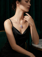 Crown of Hearts Pendant | Pink Stone Accent | Anti-Tarnish Gold Plated