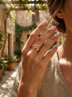 Classic Sparkle Ring | Diamond Studded | Adjustable Gold Plated