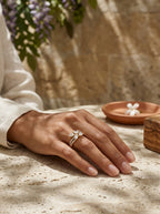 Radiance Square Ring | Diamond Studded | Adjustable Gold Plated