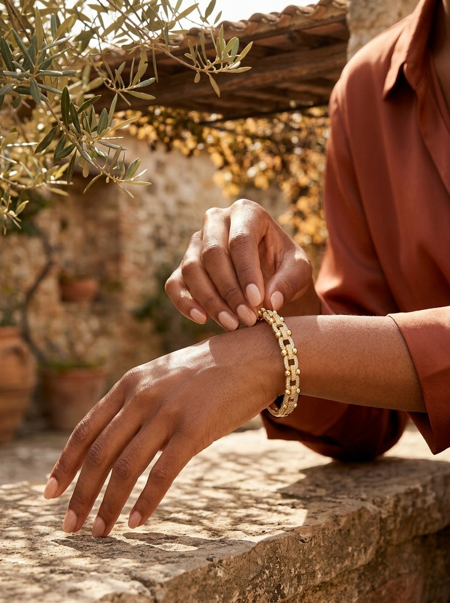 Regal Diamond Bangle | Gold Plated | Elegant Opening Design