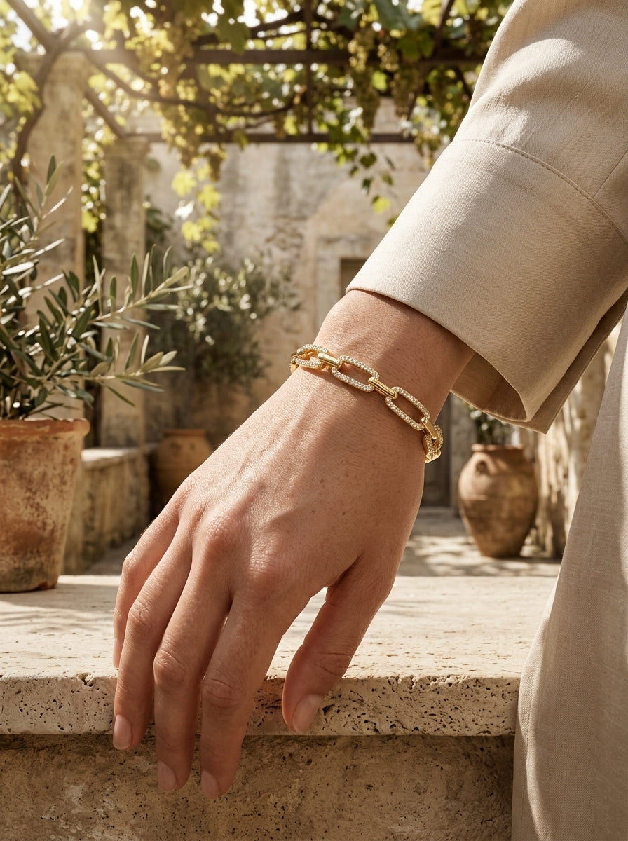 Opulent Diamond Bangle | Gold Plated | Statement Piece
