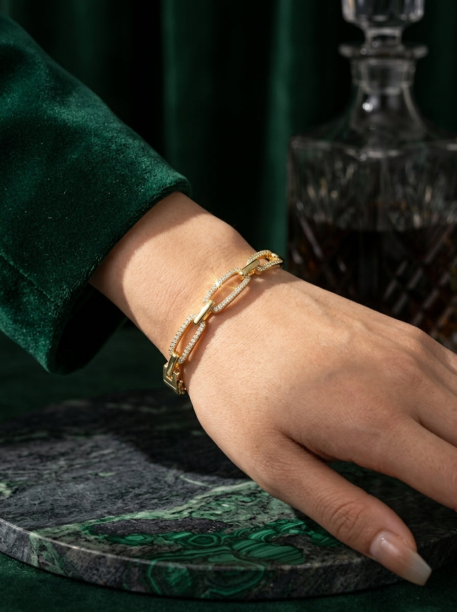 Opulent Diamond Bangle | Gold Plated | Statement Piece