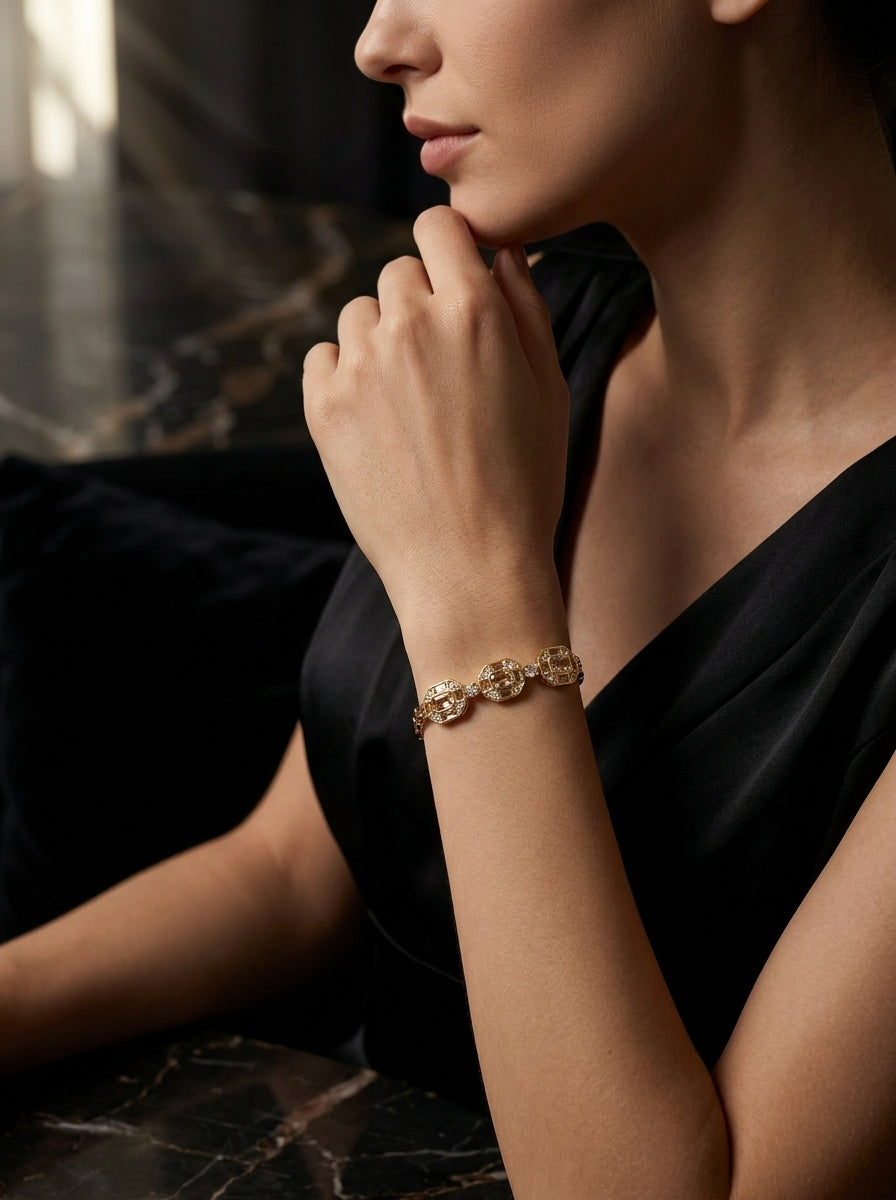 Luminous Tennis Bracelet | Diamond Studded | Gold Plated
