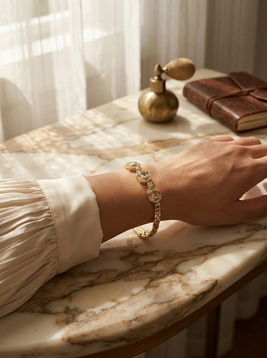 Luminous Tennis Bracelet | Diamond Studded | Gold Plated