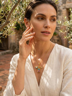 Wanderlust Travel Pendant | Colored Diamond Studded | Adjustable Chain