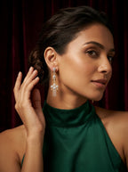 Cascade Elegance Earrings | Diamond Studded | Gold Plated Danglers