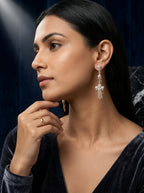 Cascade Elegance Earrings | Diamond Studded | Gold Plated Danglers
