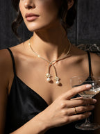 Pearl Halo Necklace | Diamond Studded | Gold Plated