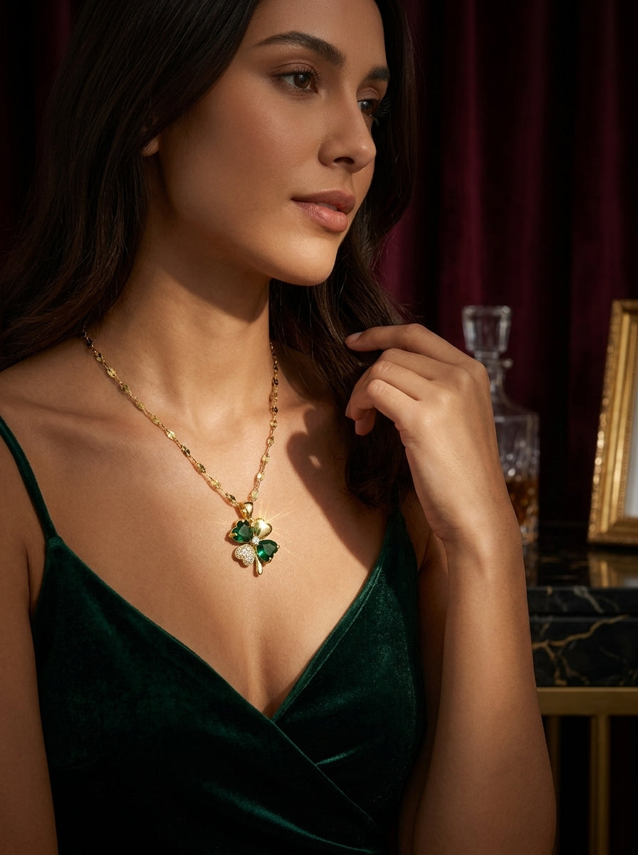 Dainty Charm Pendant | Diamond Studded | Adjustable Gold Chain