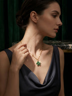The Emerald Bloom Pendant | Diamond Studded | Adjustable Chain