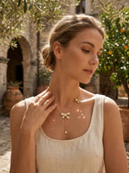 The Belle Bow Pendant | Diamond Studded | Adjustable Chain