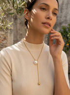 Pearl Cascade Necklace | Anti-Tarnish Pearl Studded | Dual Adjustable