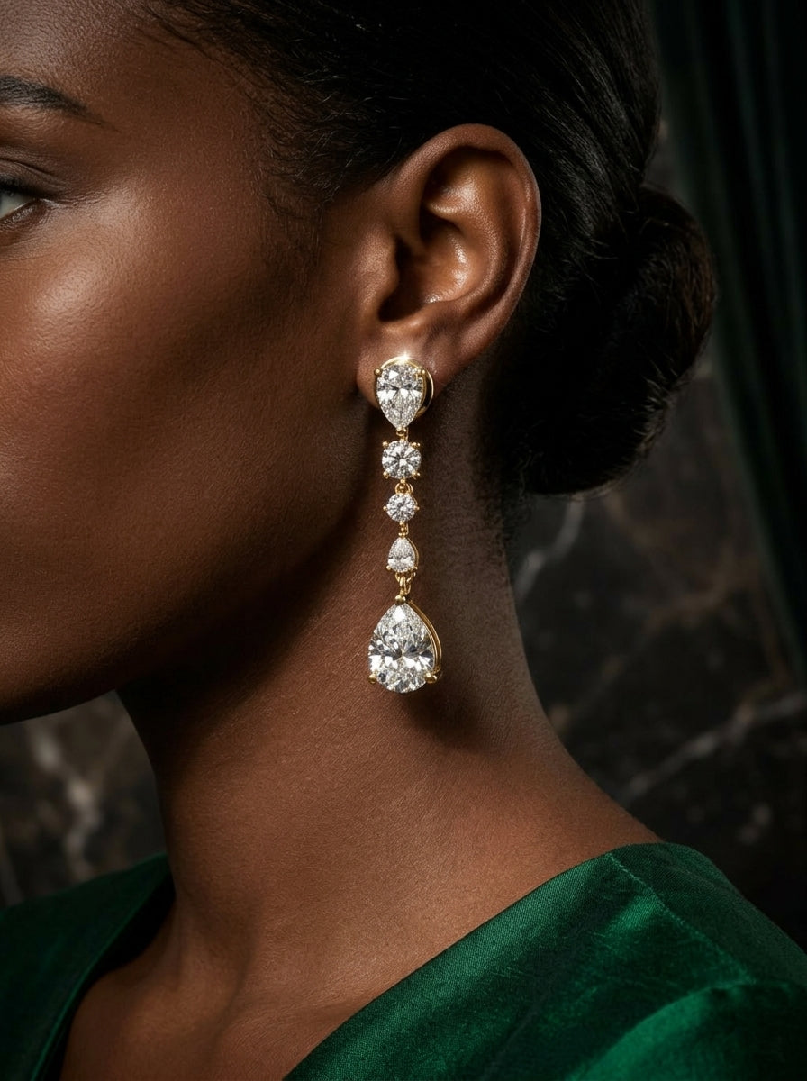 Sleek Bar Earrings | Diamond Studded | Gold Plated