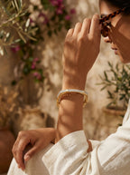 Opulent Diamond Bangle | Wide Profile | Gold Plated