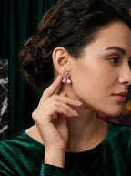 Cross Statement Studs | Rose Gold Plated | Diamond Studded