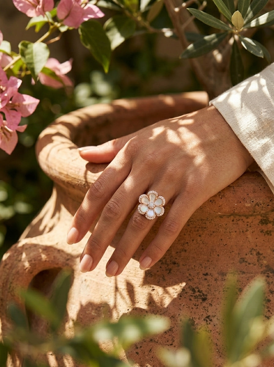 Regal Statement Ring | Large Diamond Head | Rose Gold Plated