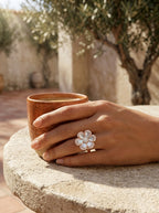Regal Statement Ring | Large Diamond Head | Rose Gold Plated