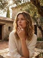 Regal Statement Ring | Large Diamond Head | Rose Gold Plated
