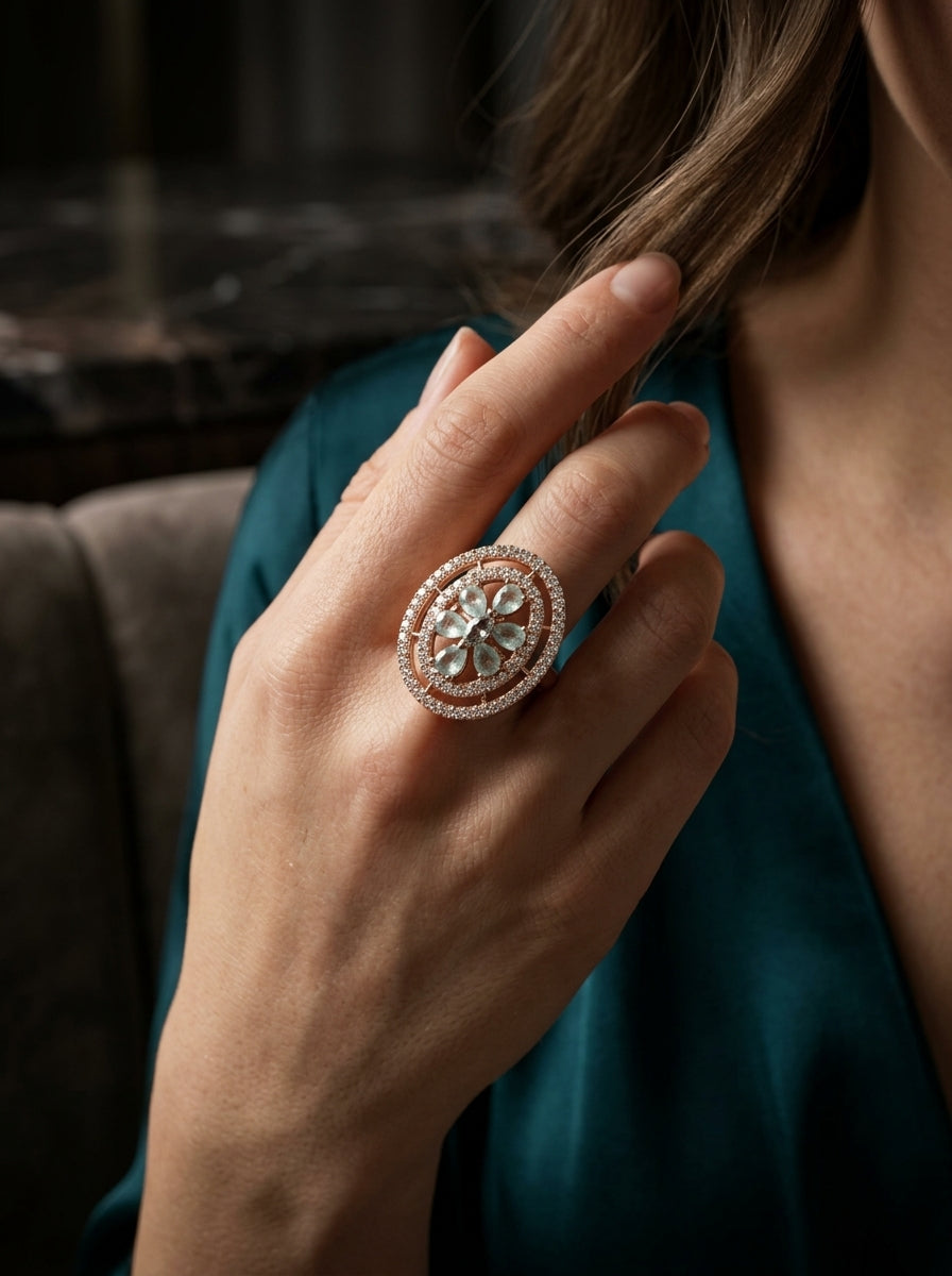 Teal Treasure Ring | Colored Stone | Rose Gold Plated
