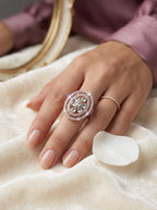 Teal Treasure Ring | Colored Stone | Rose Gold Plated