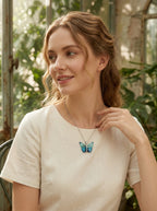 Silver Butterfly Pendant | Colored Stones | Silver Plated