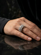 Classic Silver Ring | Diamond Studded | Silver Plated Adjustable