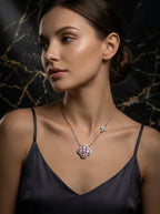 Blush Pink Pendant | Diamond Studded | Silver Plated