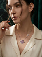 Blush Pink Pendant | Diamond Studded | Silver Plated
