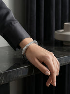 Statement Silver Bangle | Diamond Studded | Elegant Profile