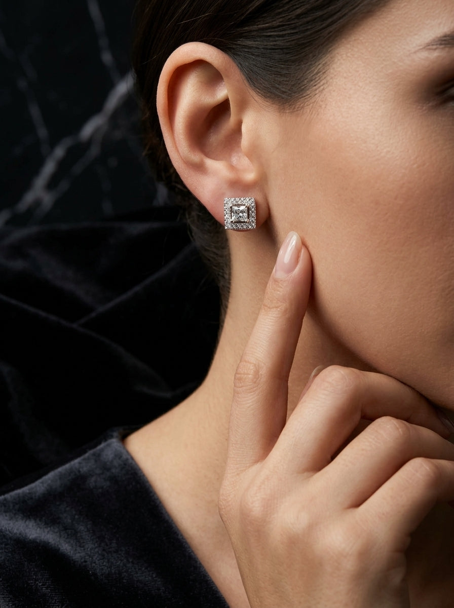 Micro Silver Studs | Diamond Studded | Delicate Design