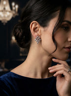 Contemporary Silver Studs | Diamond Studded | Medium Profile