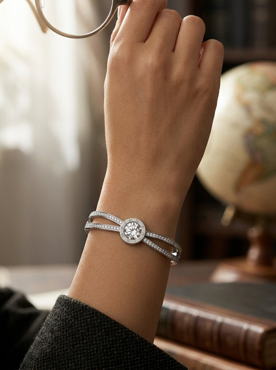 Roman Numerals Bracelet | Anti-Tarnish Steel | Bangle Style