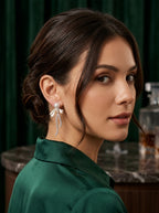 Cascading Pearl Earrings | Pearl & Diamond | Silver Plated