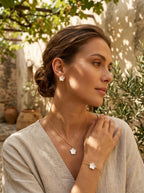 Clover Trio Set | Pendant, Earrings & Bracelet | Gold Plated