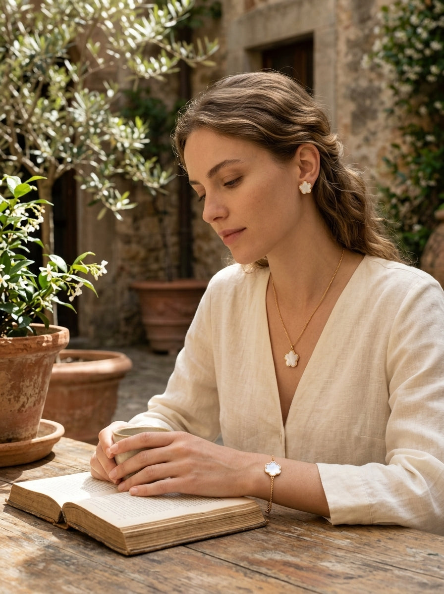Clover Trio Set | Pendant, Earrings & Bracelet | Gold Plated