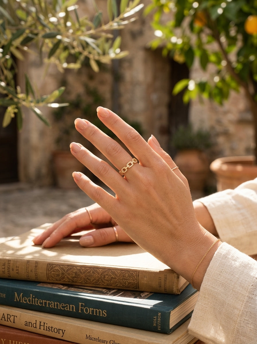 Classic Diamond Ring | Gold Plated | Square Profile