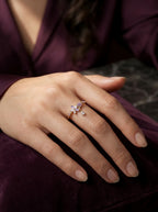 Radiant Lavender Dew Ring | Diamond Studded | Gold Plated
