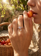 Radiant Lavender Dew Ring | Diamond Studded | Gold Plated