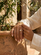 Moonlight Bloom Ring | Diamond Studded | Gold Plated