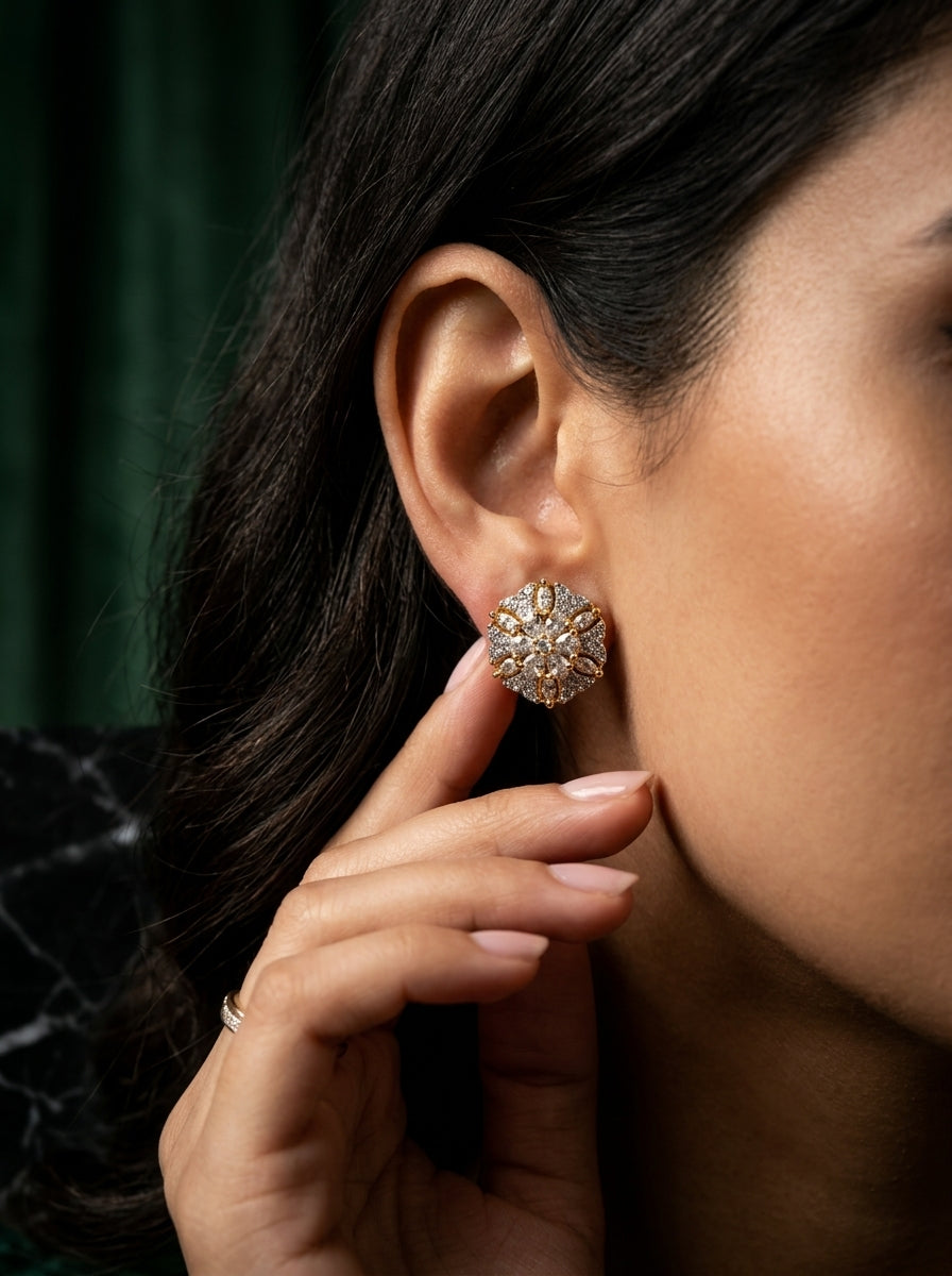 Royal Mandala Studs | Diamond Studded | Gold Plated