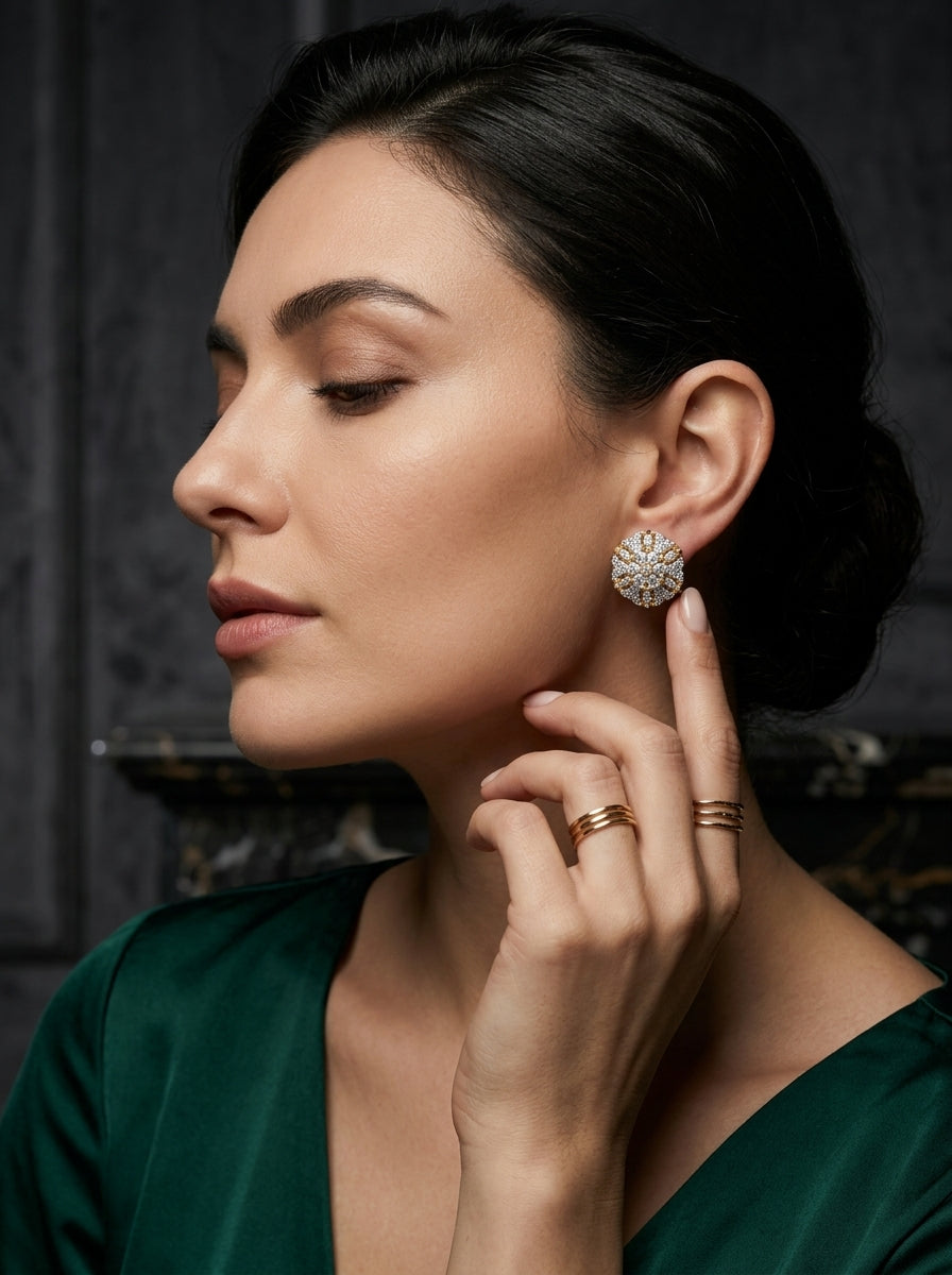 Royal Mandala Studs | Diamond Studded | Gold Plated