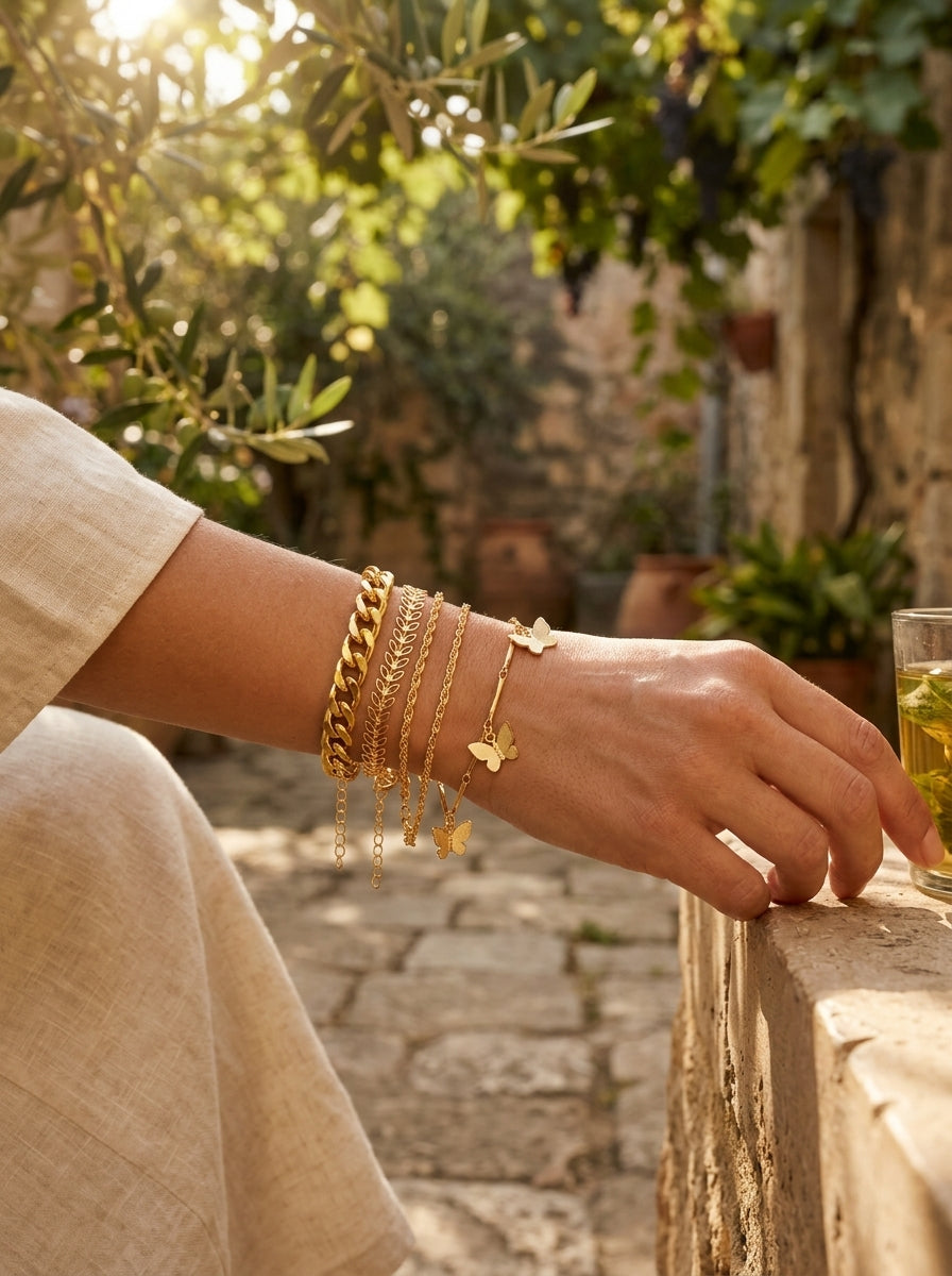 Layered Luxury Bracelet Set | Multi-Strand | Adjustable Gold Plated
