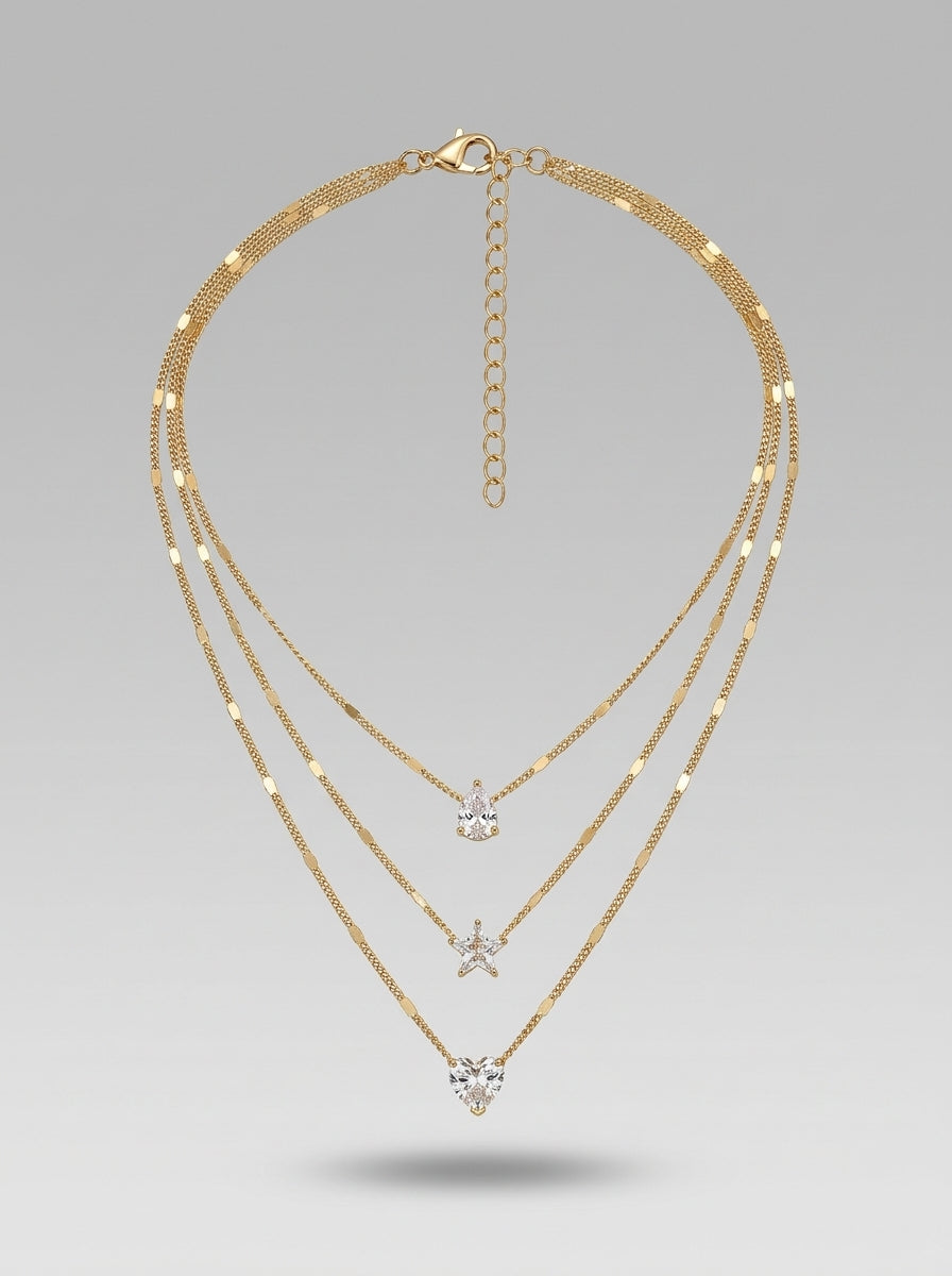Triple Layer Pendant | Gold Plated | Adjustable Chains