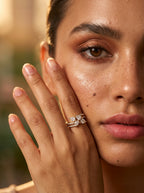 Radiance Square Ring | Diamond Studded | Adjustable Gold Plated