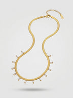 Golden Serpent Chain Necklace | Stone Studded | Anti-Tarnish Steel